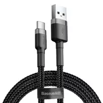 Kabelis USB A - USB C BASEUS CATKLF-UG1 (3.0m, QC3.0, nailoninis, pilkas/juodas)