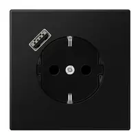 Kištukinis lizdas su USB JUNG LS1520-18ASWM (juodas, matinis, 16A/250V)