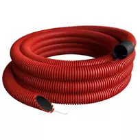 Raudonas gofruotas vamzdis D75 / d61 su viela (be halogenų, 50m) Pipelife