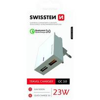 Swissten Premium Travel Charger 2X USB QC3.0 23W SW-DET-23W-QC30-WH