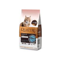 QUATTRO visavertis sausas dietinis/senstančių kačių pašaras su balta žuvimi ir kriliu 7Kg