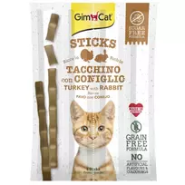 GimCat Sticks begrūdės lazdelės, su kalakutiena ir triušiena (4 vnt)