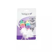 VADIGRAN Cat Toy spalvotos pelytės balta uodega 5cm 2vnt 2pak