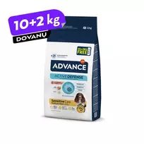 Advance Sensitive Sausas pašaras suaugusiems vidutinių ir didelių veislių šunims su lašiša ir ryžiais 10 kg + 2 kg