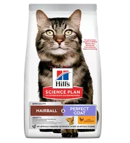 Hill’s Science Plan Feline Adult Hairball&Perfect Coat Sausas maistas katėms kailio sveiaktingumui ir plaukų sąvėlų prevencijai 1,5 kg
