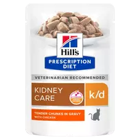 Hill’s Prescription Diet Feline k/d Chicken Konservuotas maistas katėms inkstų funkcijai palaikyti, esant inkstų funkcijos nepakankamumui. Su vištiena  12x85g