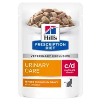 Hill's Prescription Diet Feline c/d Urinary Stress Konservai katėms šlapimo sistemos sveikatingumui ir streso mažinimui. Su vištiena 12x85 g guliašai