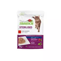 Natural Trainer Cat Sterilised Beef konservai katėms su jautiena 85g 12vnt