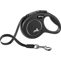 FLEXI New Classic Tape juodas pavadėlis S-5m iki 15kg