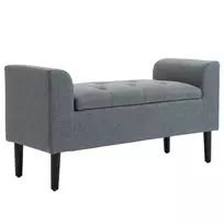 Minkštas suolas su daiktadėže Homcom 116x44x58cm., pilkos/juodos spalvos