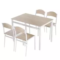 5 dalių valgomojo komplektas Homcom, baltos/šviesiai rudos spalvos