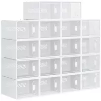 Rinkinys iš 18 modulinių batų dėžių Homcom 28x36x21cm., baltos spalvos 