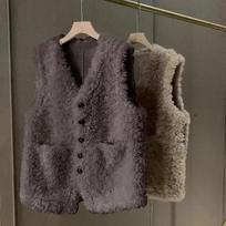 Moteriški paltai Rudens Žiemos Mada Avies Vilna Berankoviai Laisvi Viršutiniai Drabužiai Kasdieniai Kišenės Minkštos Šiltos Kailinės Liemenės Moterims 3XL