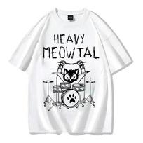 Vyriški marškinėliai Heavy Meowtal Katė Metalo Muzika Dovana Juokingi Augintinio Savininko Marškinėliai Naujausi Spausdinti Viršutiniai Drabužiai Marškiniai Medvilniniai Marškinėliai Berniukams Geek S