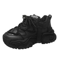 Leather Brown Platform Sneakers Women Winter Sports Shoes Woman Slip On Casual 2025 Thick Sole Outdoors Walking Shoes 35 juoda