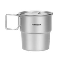 Titanium Camping Cups Stackable Coffee Mugs 300ml Foldable Handle Outdoor Coffee Mugs Reusable Metal Cup Camp Cup sandblasting