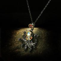 Luxury 925   Ruby Choker Pendant Necklace for Women Retro Octopus Animal Black Gold Party Cocktail Turkish Jewelry