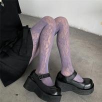 Punk Style Girls Tights Thigh High Stockings Lingerie Hosiery Sexy Lace Mesh Fishnet Pantyhose Colorful Hollow Out Body Stocking One Size