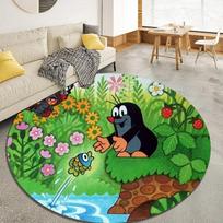 The Story Of The Mole Cartoon Round Area Rug,Carpet Rug for Living Room Bedroom Sofa Playroom Decor,Non-slip Floor Mat Q0045 80cmx80cm