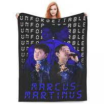 Marcus And Martinus Twin Boys Blanket MM Singer Soft Pattern Plush Throw Blanket For Bedroom Travel Flannel Bedspread Bed Cover 40x50in