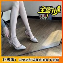 Sexy royal sister wind rivet high heels pointed one-word buckle strap stiletto personalized discount sandals 34