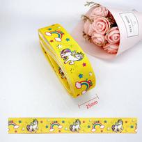 5 Meters Cartoon Printed Grosgrain Ribbon Child DIY Crafts Gifts Wrapping Christmas Birthday Decor Unicorn Print Sewing Fabric 5 Meters