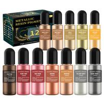 Metallic Alcohol Ink Set 12 Color Concentrated Extreme Shimmer Alcohol-Based Inks for Epoxy Resin Acrylic Pouring Paint