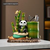 Creative Panda Bamboo Pen Holder: Decorative Ornament for Living Room, Study, or TV Cabinet - Perfect Housewarming Gift