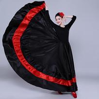 1 vnt./partija Moteriškas madingas pilvo šokio ilgas sijonas Ponios Flamenco pasirodymų sijonas One Size juoda