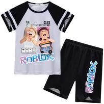 Children'S Short-Sleeved Set Roblox Printed Medium And Older Children'S Loungewear Set Two-Piece Set 92421 110