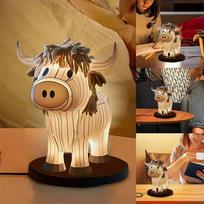 Cute Highland Cow Table Lamp, Bedside Mini Animal Table Lamp Bedside Lamp for Living Room Bedroom, Dormitory Office Lamp