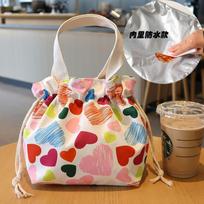 Drawstring bag Drawstring bento bag Student work lunch box with meal hand carry bundle mouth bag lunch box bag canvas cute delivery