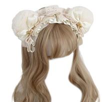 Lovely Bear Ear Bowknot Hairband Lace Anime Headband Role Play Costume Headdress Girls Maid Cosplay Headwear Accessories