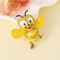 New Arrival Alloy Cute Insect Bee Brooch Pin Rhinestones Metal Lapel Pins for Men Women Fashion Jewelry Accessory