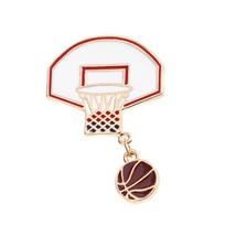 ZRM Basketball Hoop With Basketball Pins Brooches Red Enamel Sports Pin Red Ball Lapel Pin Badge Sportsman Button Brooch Pin China Mainland