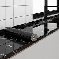 PVC waterproof glossy marble self-adhesive peel-and-stick wallpaper, kitchen cabinets furniture renovation decorative wallpaper (as the picture,1M)