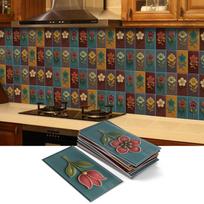 European Mandala Self-Adhesive Tile Wall Stickers, Kitchen, Living Room and Bathroom Wall Decoration, PET Thickened Wallpaper (as the picture,16pcs)