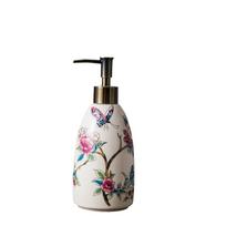 Vintage Flower Pattern Ceramic Hand Sanitizer Bottle Hand Press Type Portable Liquid Soap Dispenser Leakproof Reusable