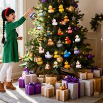 Christmas Calendar Duck Ornament Advent 2D Acrylic Charm Decor 24 Days Duck Countdown Calendar For Home Car Rearview Mirror M