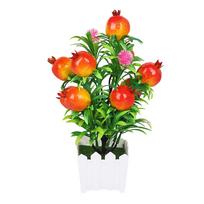 9 Heads Artificial Fruits Bonsai Pomegranate Chili Multicolor Fruit Tree Potted Photo Props Orange Peach Strawberry