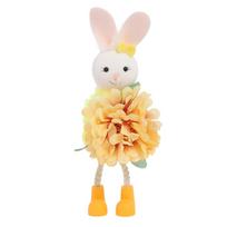 Cartoon Easter Bunny Ornament Long Legs Soft Flower Rabbit Figurine Colorful Rabbit Hanging Pendant Tabletop Decoration