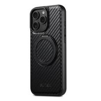 For iPhone 16 15 14 13 12 Pro Max Carbon Fiber Case, Compatible with Magnetic Built in Kickstand Shockproof Protective Cover For iPhone 12 12 Pro juoda