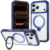 Clear for iPhone 17/16/Air/15/14/13 Pro Max 12 Case with 360° Spin Magnetic Stand, Compatible with Magnetic Built-in Ring Holder For iPhone 17 mėlyna
