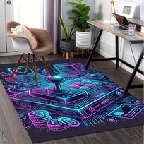 Video Game Controller,Retro Gaming Pattern Printed Chair Mat -Decorative Mats for Office Tables,Coffee Tables - Durable and Fashionable Carp 100cm x 120cm