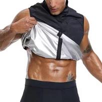 Men Full Zip Sleeveless Sauna Vest With Pocket Hot Sweat Top Fitness Gym Workout Tank Top S