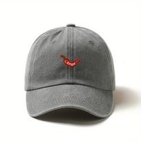 pc Retro Washed Baseball Caps for Womenwith Chili Pepper EmbroideryAdjustable SnapbackLightweight Breathable for Daily Wear Adjustable