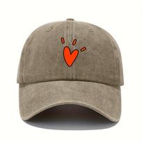 Retro baseball cap with heartshaped pattern sun protection adjustable elastic fit yearround casual sports cap Adjustable