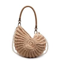 Fashi Cch Formos Nertos Moteriškos Pečių Rankinės Juokingos Mielos Perlinės Grandinėlės Rankų Darbo Pintos Crossbody Rankinės Naujovė Mažos Rankinės chaki