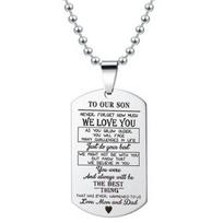 European 'To Our Son' Military Tag Stainless Steel Pendant Necklace