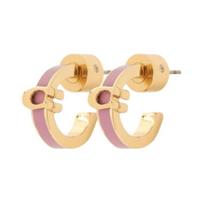 COACH Brand Logo Brass Earrings Women's Gold auksas